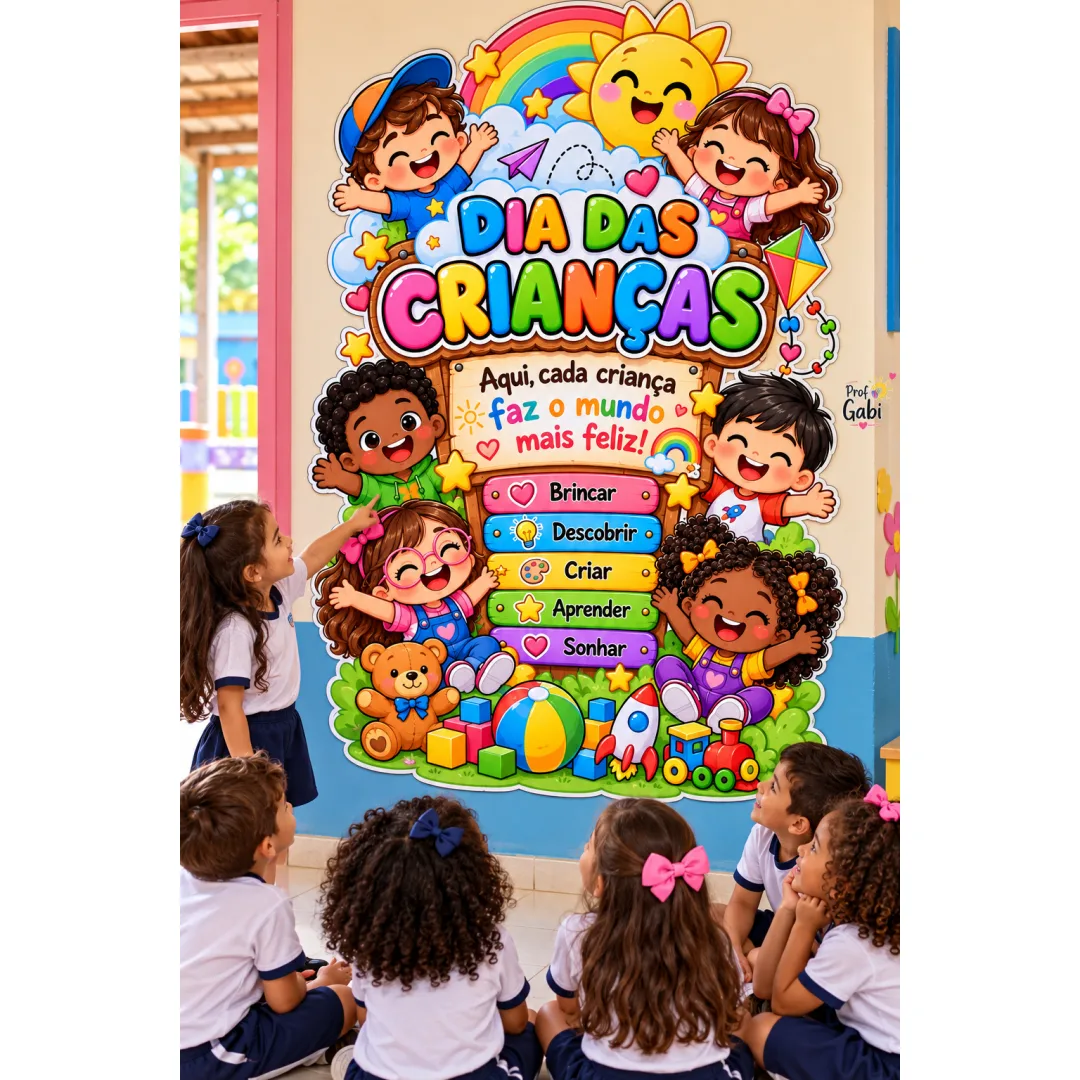 Painel Dia das Crianças – Cada Criança Faz o Mundo Mais Feliz! em PDF