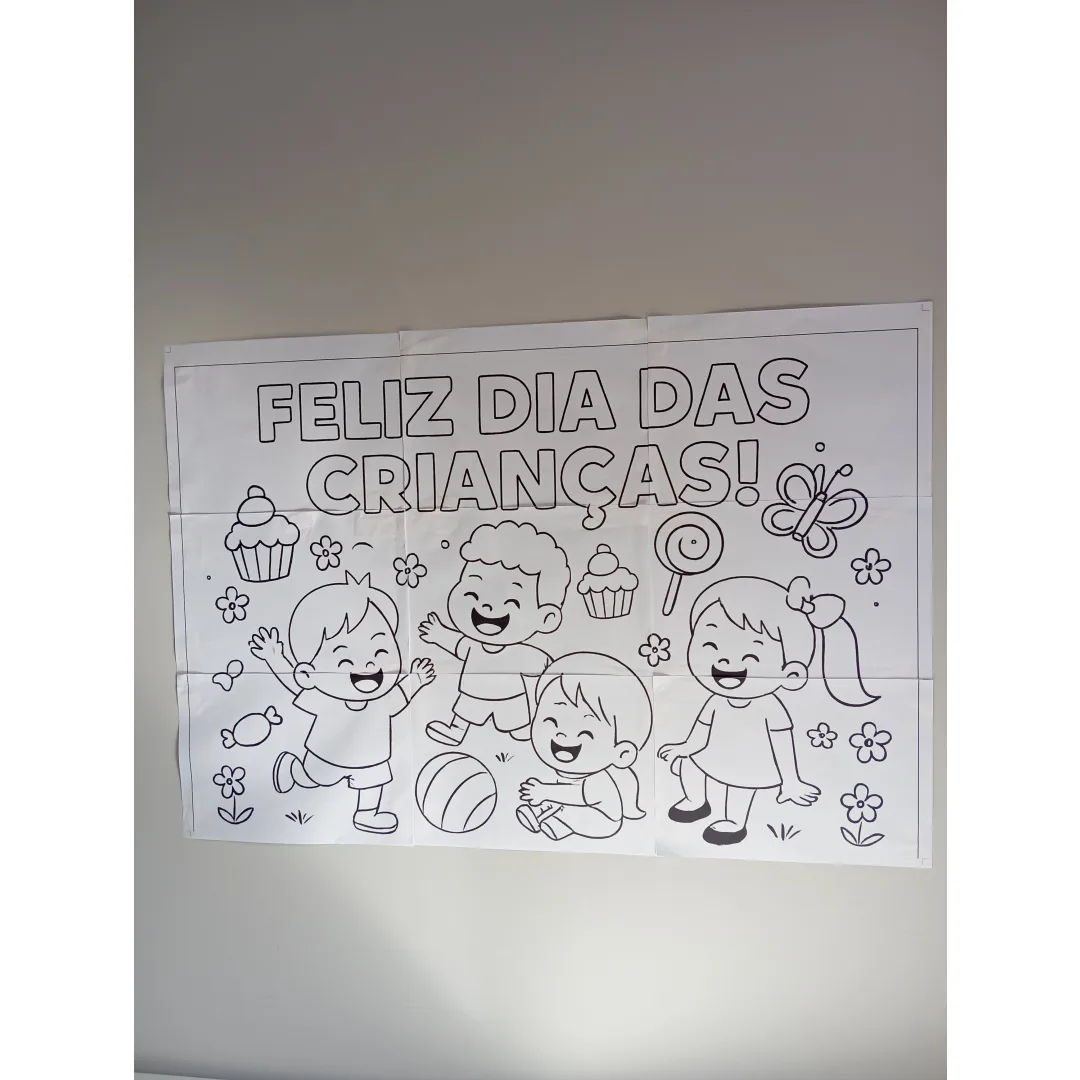 Painel Dia das Crianças para Colorir em PDF
