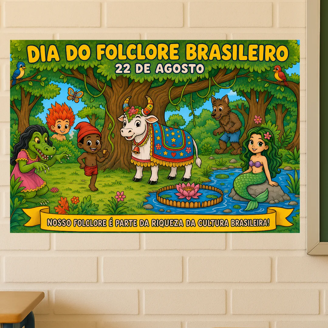 Painel Dia do Folclore (22 de Agosto) - 2 Tamanhos