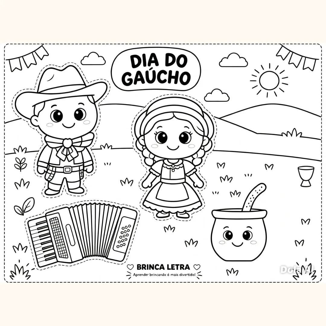 Painel Dia do Gaúcho para Colorir + Plano de Aula Educação Infantil