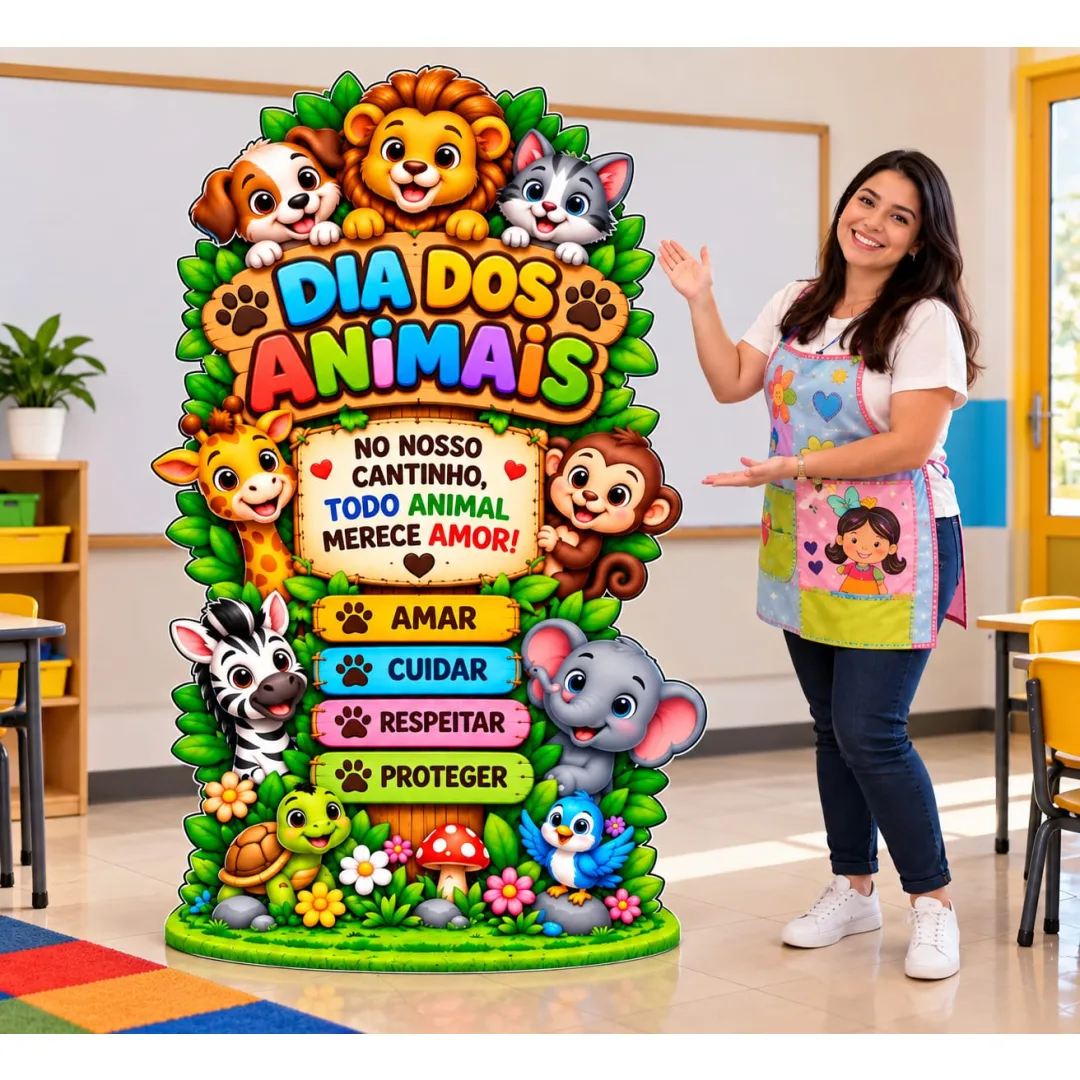 Painel Dia dos Animais - 2 Totens - PDF