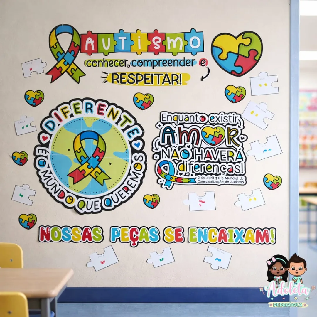 Painel Dia Mundial do Autismo(Nossas peças se encaixam)
