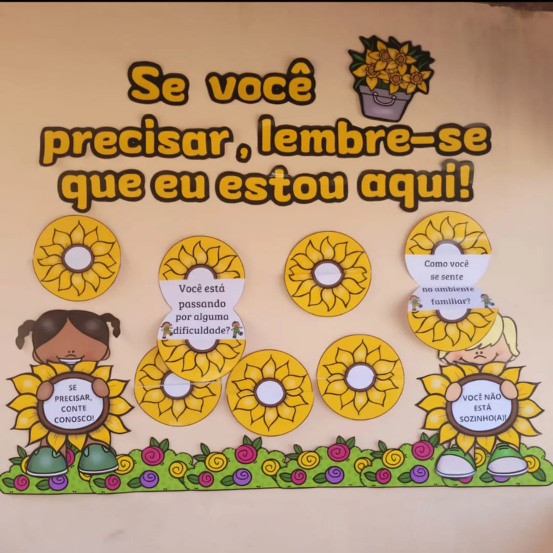 Painel Dinâmica: Abra um girassol e reflita - Setembro Amarelo 🌻 