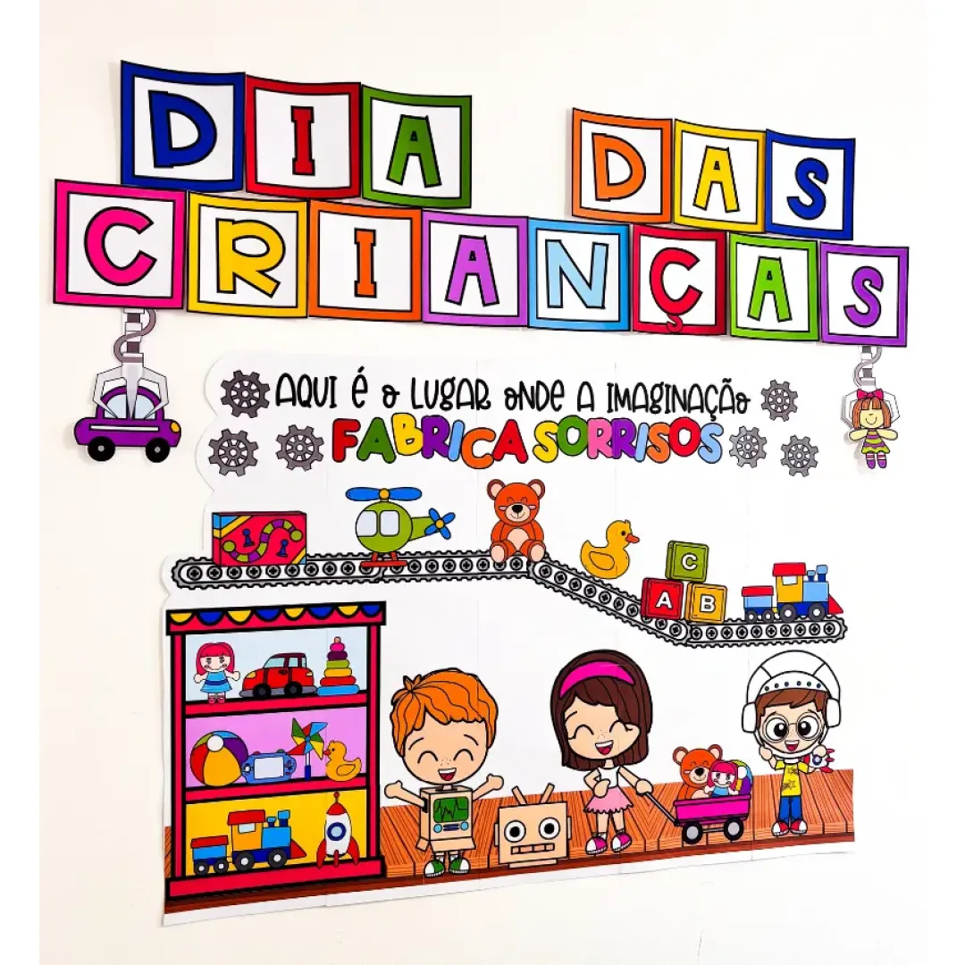 Painel Fábrica de Brinquedos Dia das Crianças em PDF