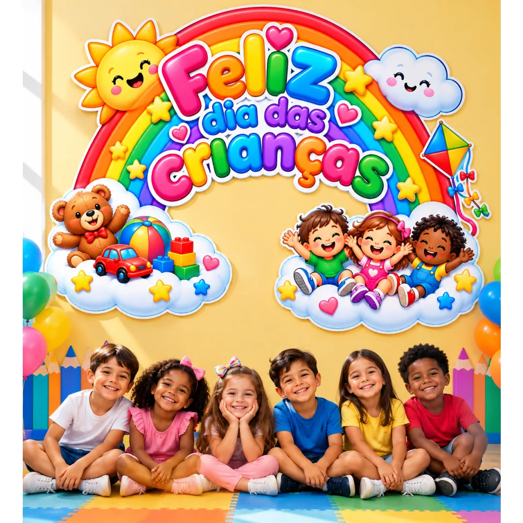 Painel Feliz Dia das Crianças – Arco-íris em PDF