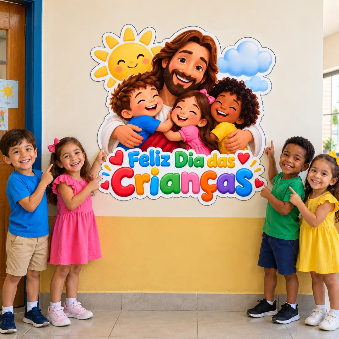 Painel Feliz Dia das Crianças – Jesus e as Crianças em PDF
