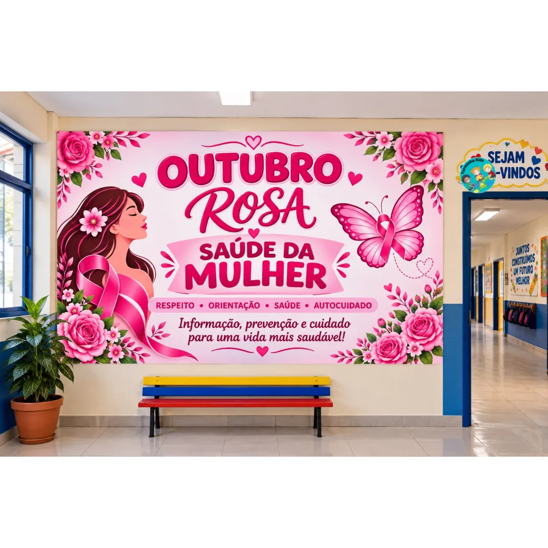 🌸💗 PAINEL GRANDE – OUTUBRO ROSA 💗🌸  Um painel lindo e especial para deixar sua escola ainda mais acolhedora neste Ou