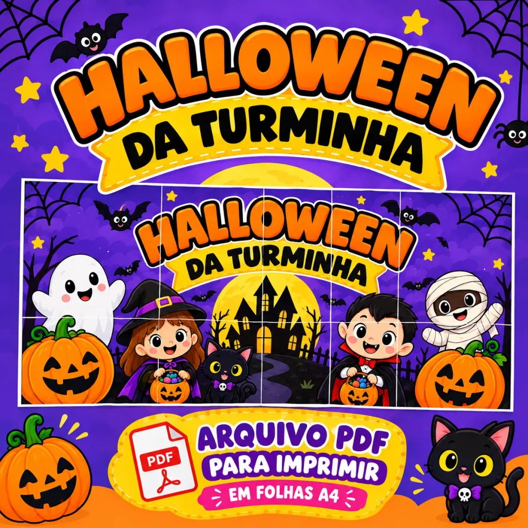 Painel Halloween da Turminha para Imprimir em PDF