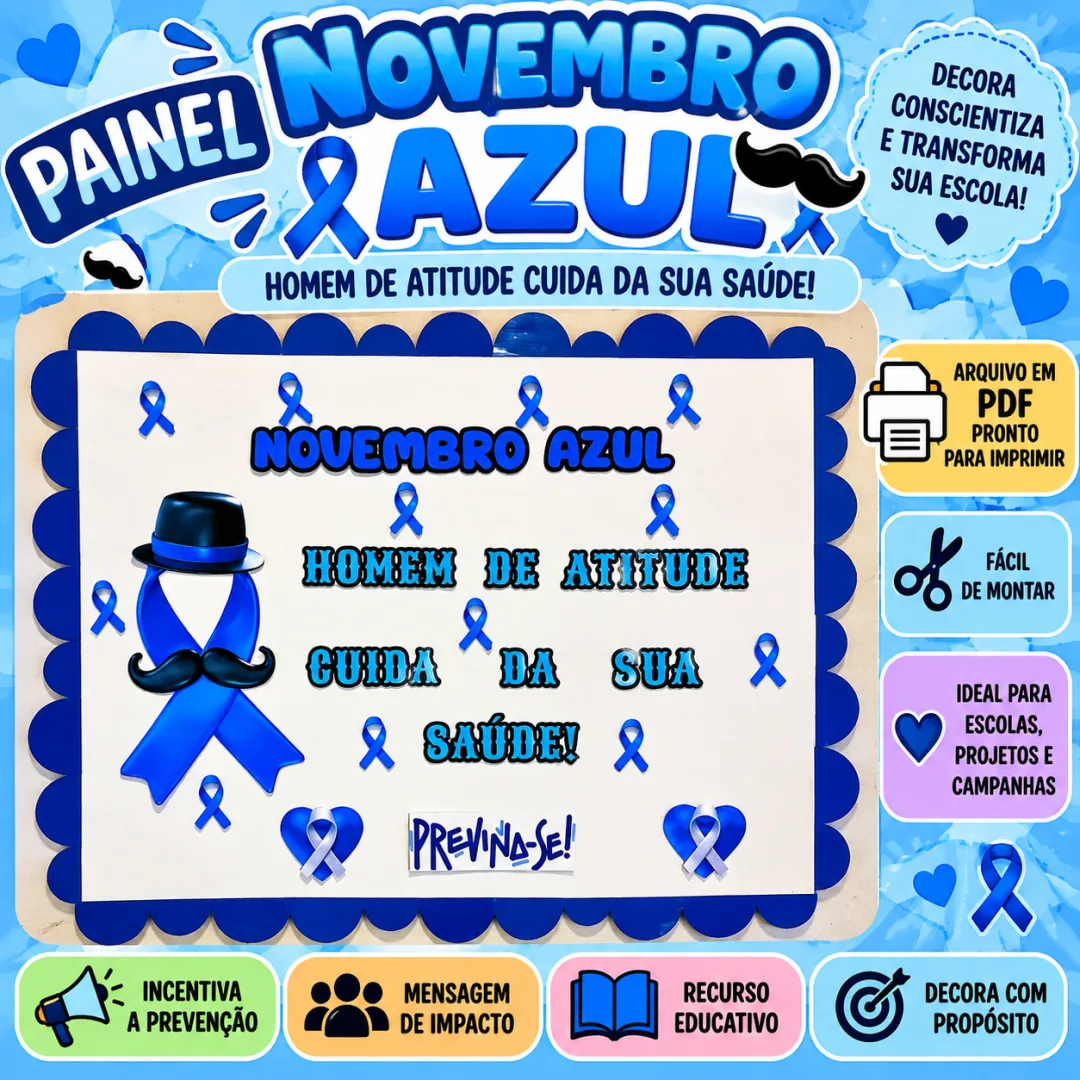 Painel Novembro Azul – Decoração Escolar em PDF