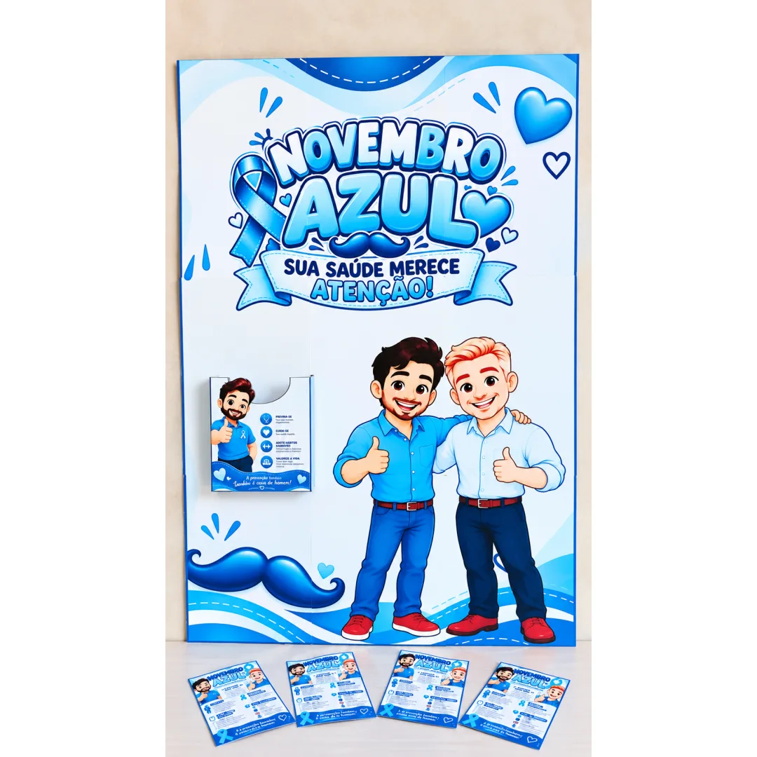 Painel Novembro Azul para Imprimir Painel Informativo com Caixinha Interativa