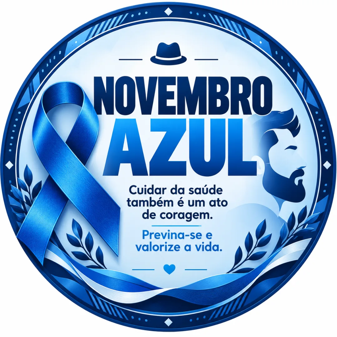 Painel Novembro Azul Redondo PP 50x50 cm com Guia de Montagem em PDF