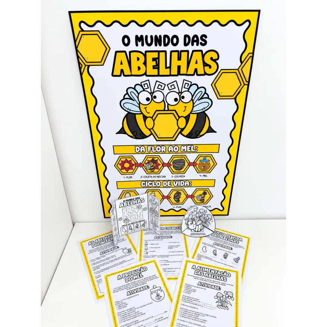 Painel O Mundo das Abelhas Ciclo de Vida e Da Flor ao Mel - Material PDF