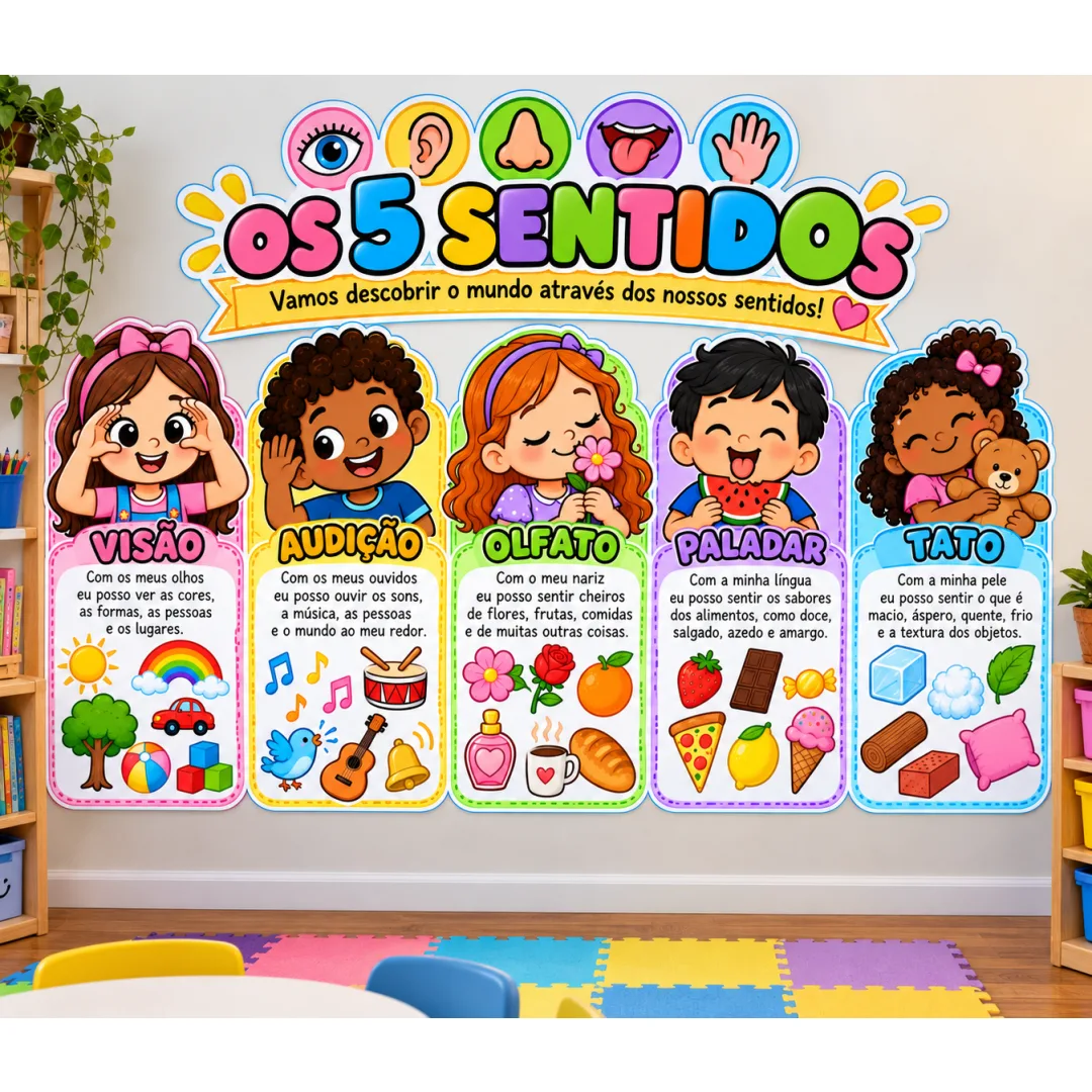 Painel os 5 Sentidos + 5 Atividades Educação Infantil e 1º Ano em PDF