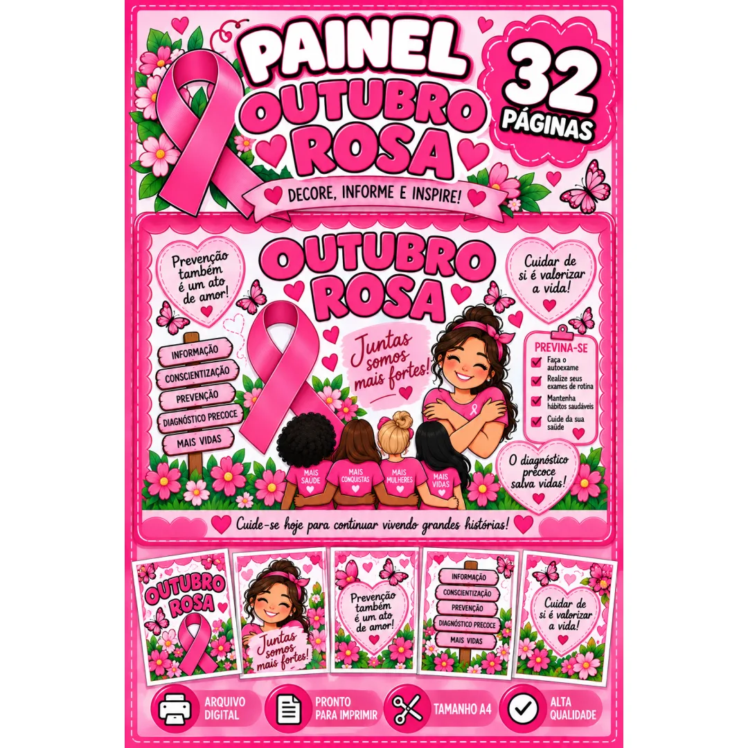 Painel Outubro Rosa - 30 Páginas - PDF - Educação Fundamental Especial