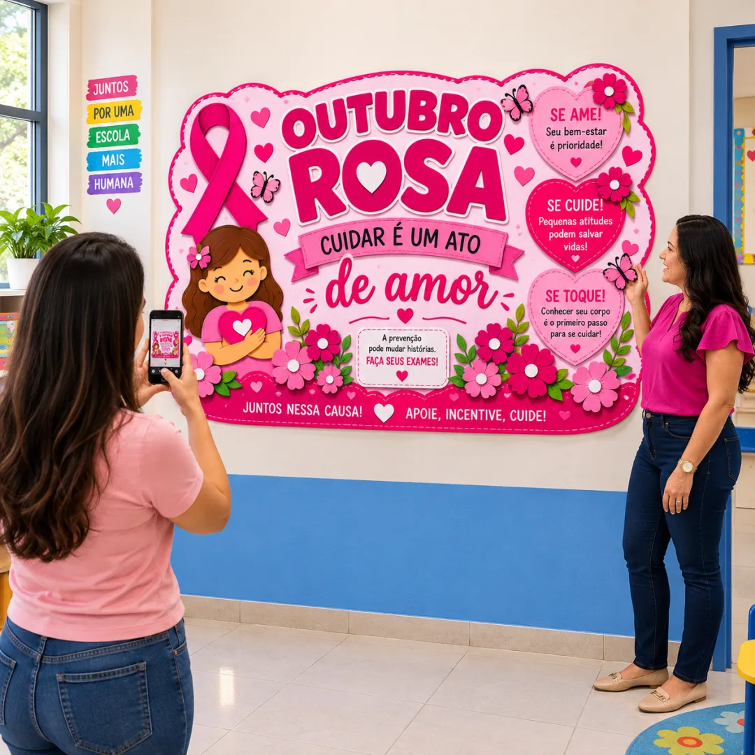 PAINEL OUTUBRO ROSA — CUIDAR É UM ATO DE AMOR