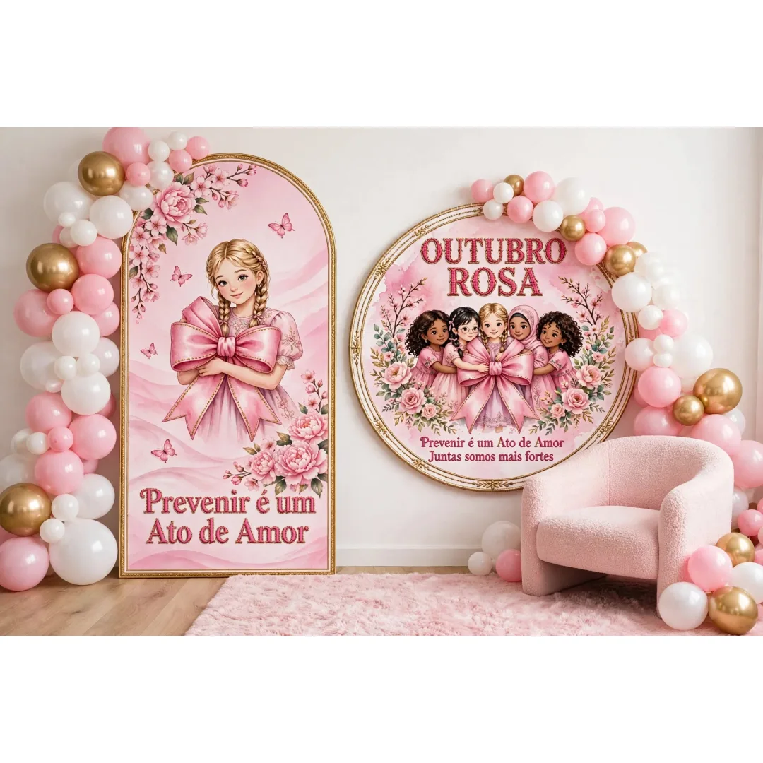 Painel Outubro Rosa em PDF | Painel Rosa para Escola | Prevenir é um Ato de Amor | Decoração Outubro Rosa