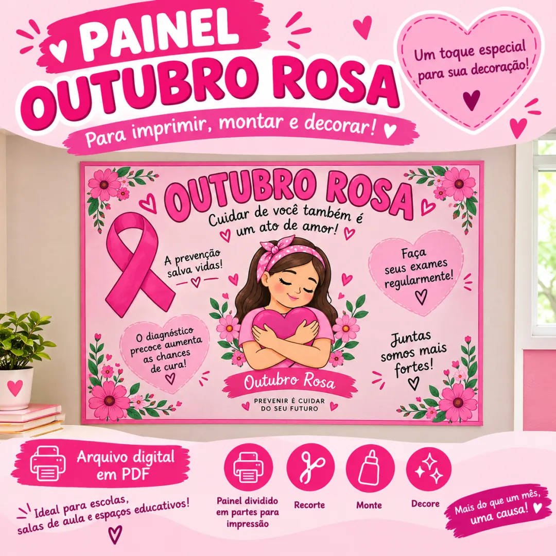 Painel Outubro Rosa – para Montar em PDF