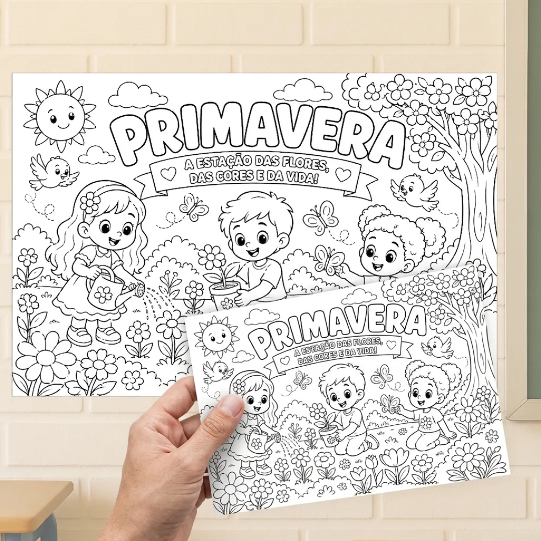 Painel para colorir Primavera (8 ou 18 folhas) + Atividade Individual