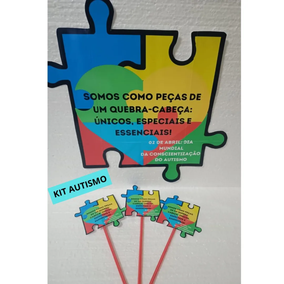 Painel + Plaquinha Conscientização do Autismo — Pronto para Imprimir