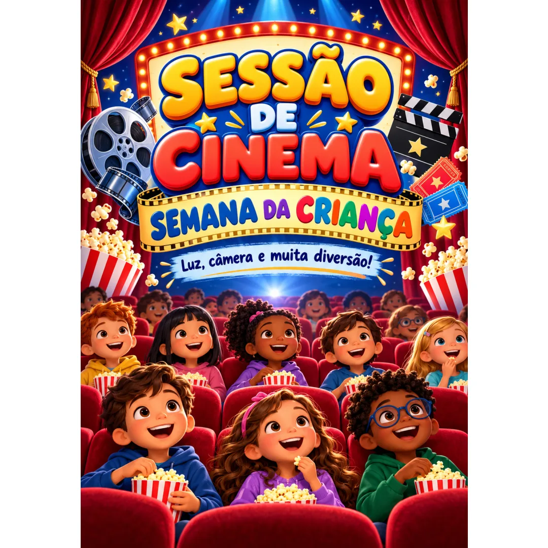 Painel Sessão de Cinema – Semana da Criança – 36 Folhas A4 Ensino Fundamental 