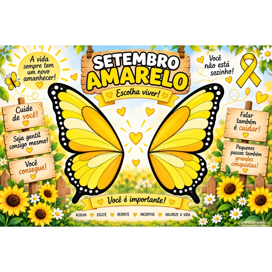 Painel Setembro Amarelo - Pronto para Imprimir - Educação Infantil