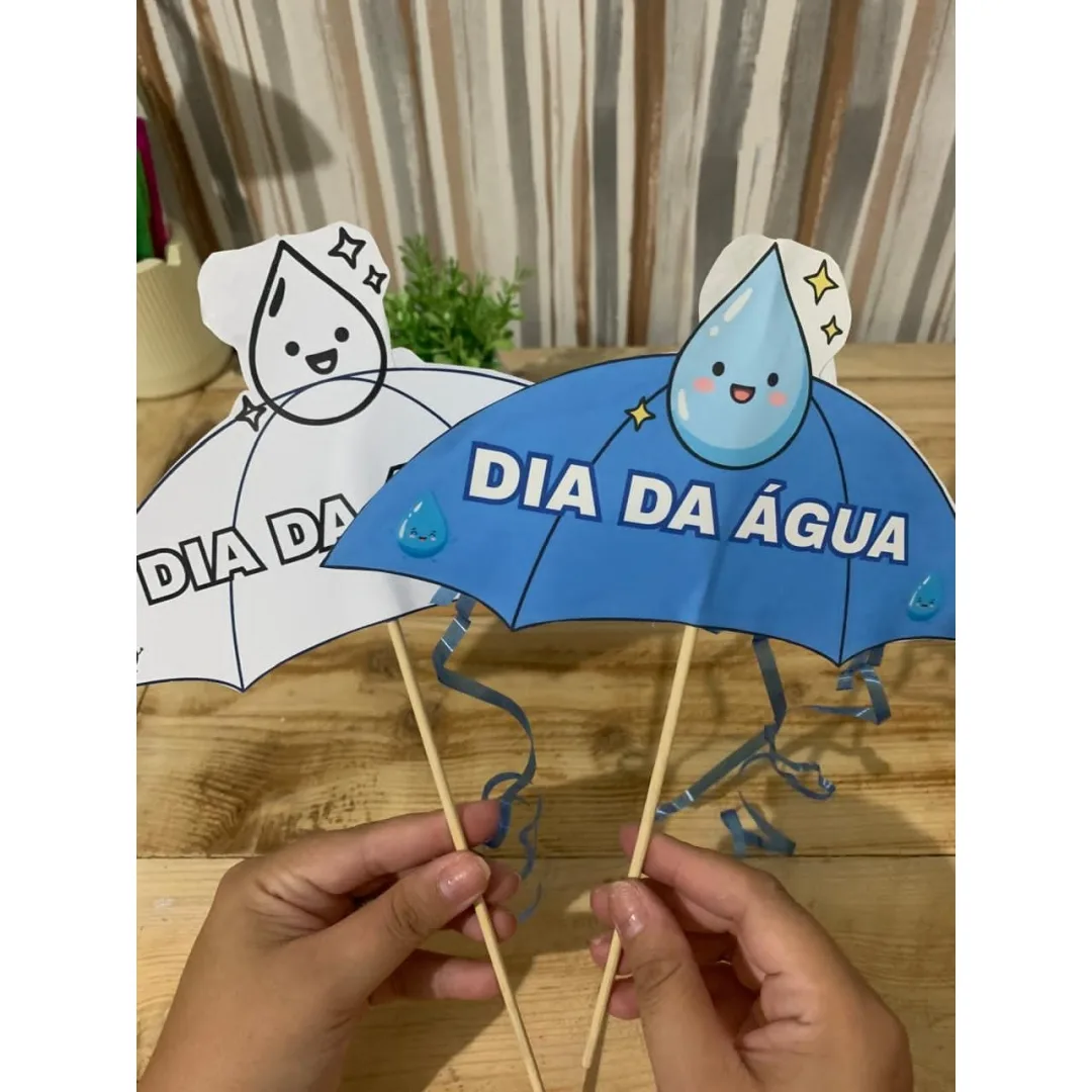 Palitoche Dia da Água 💧 (guarda Chuva) — Pronto para Imprimir