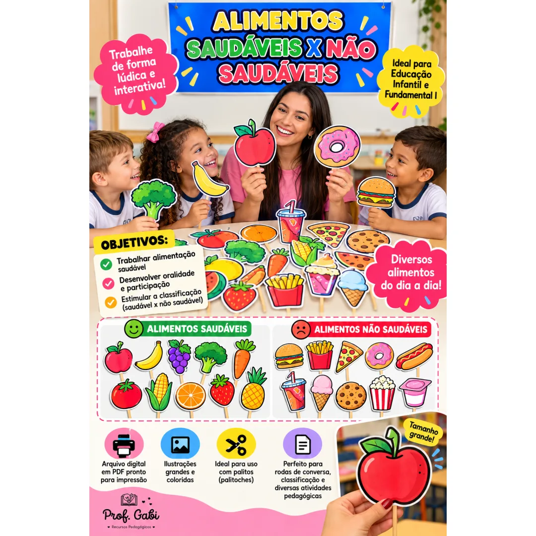 Palitoches Alimentos Saudáveis e Não Saudáveis em Pdf