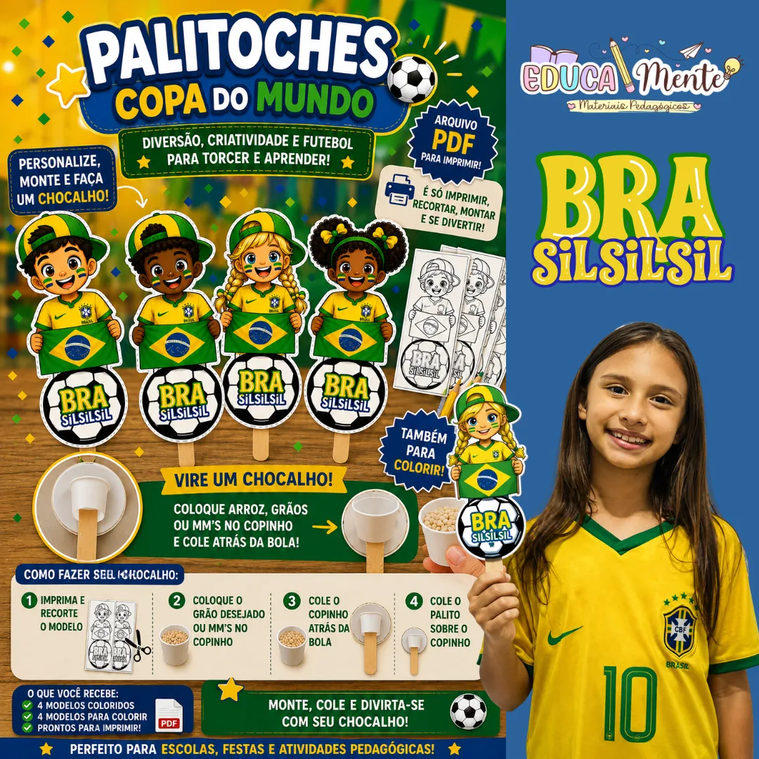 🏆🎉PALITOCHES DE CHOCALHO PARA TORCER NA COPA DO MUNDO🎉🏆
