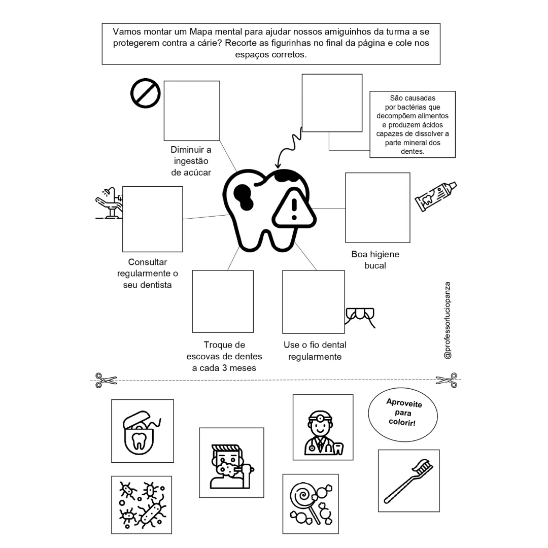 Panfletinho Mapa Mental Saúde Bucal 1° Ano em PDF