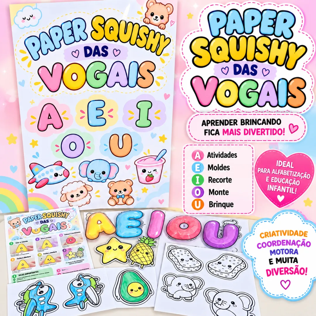 Paper Squishy Das Vogais– Kit Lúdico Para Educação Infantil Em PDF!