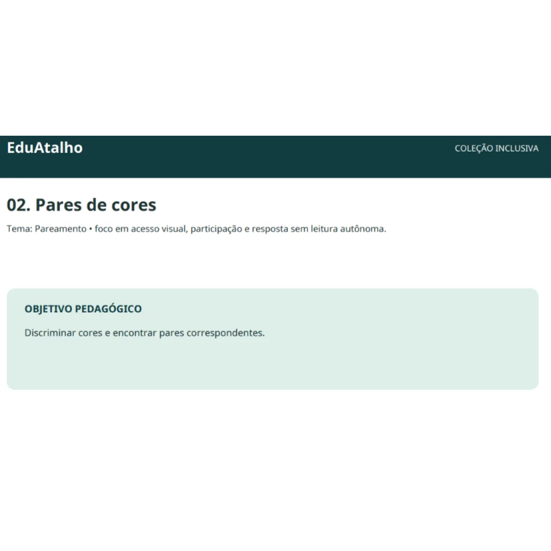 Pares de Cores – Pareamento Visual com Peças de Apoio em PDF