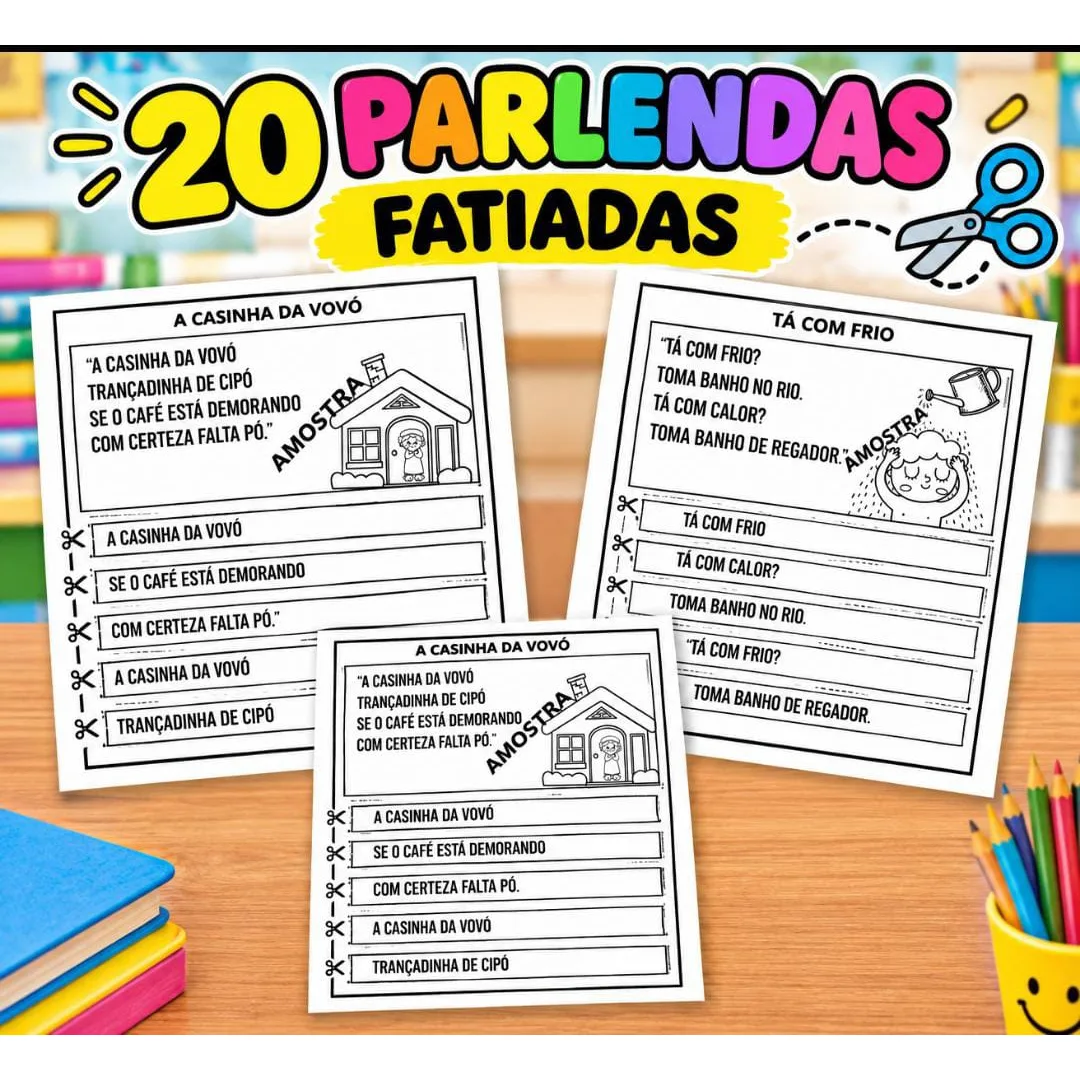 Parlendas fatiadas atividade PDF Ensino fundamental 