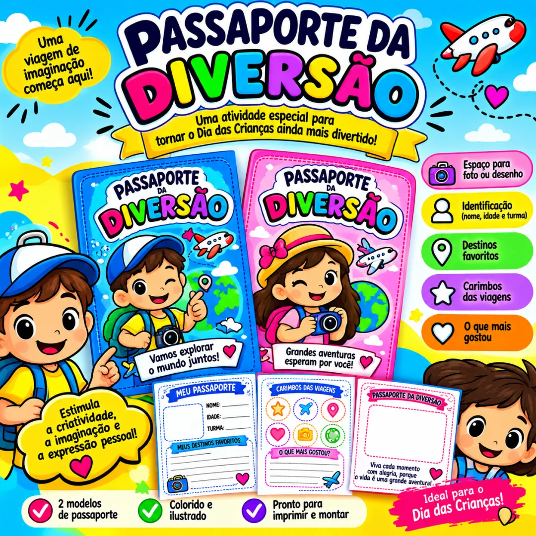 Passaporte da Diversão – Atividade Especial para o Dia das Crianças para Educação Infantil PDF