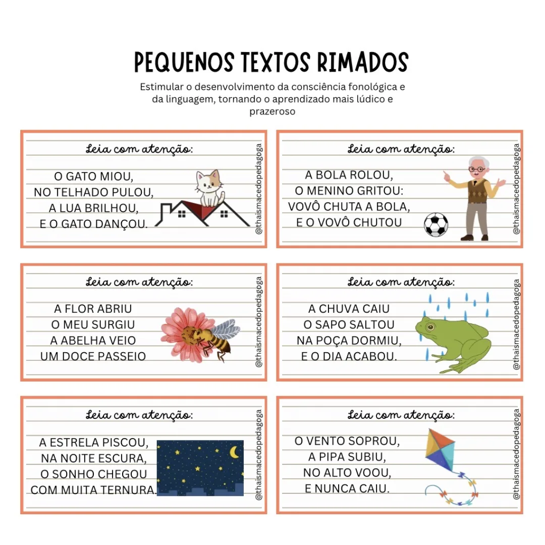 Pequenos Textos Rimados – Consciência Fonológica e Leitura Lúdica