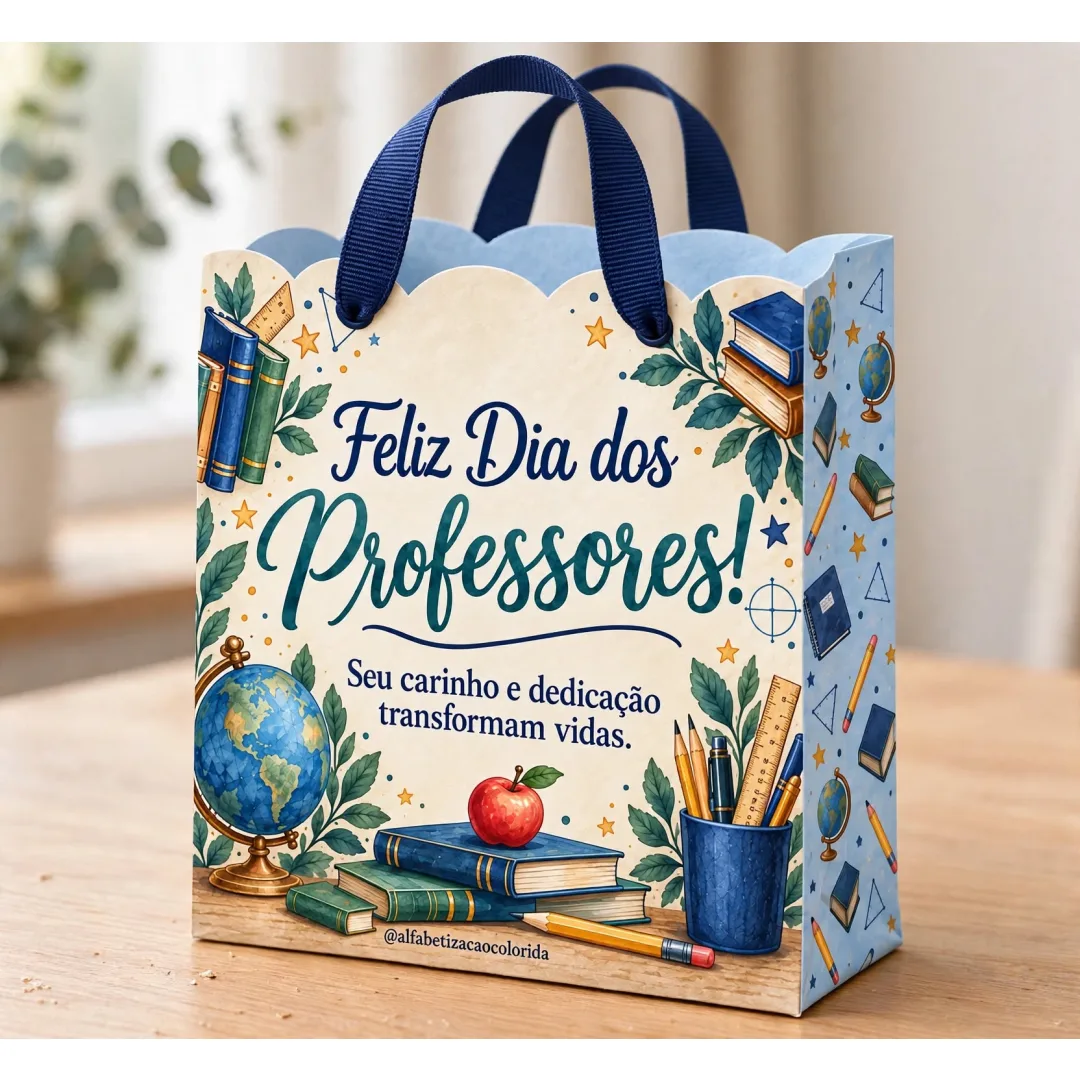 Sacola Dia dos Professores Azul — Mestres| PDF