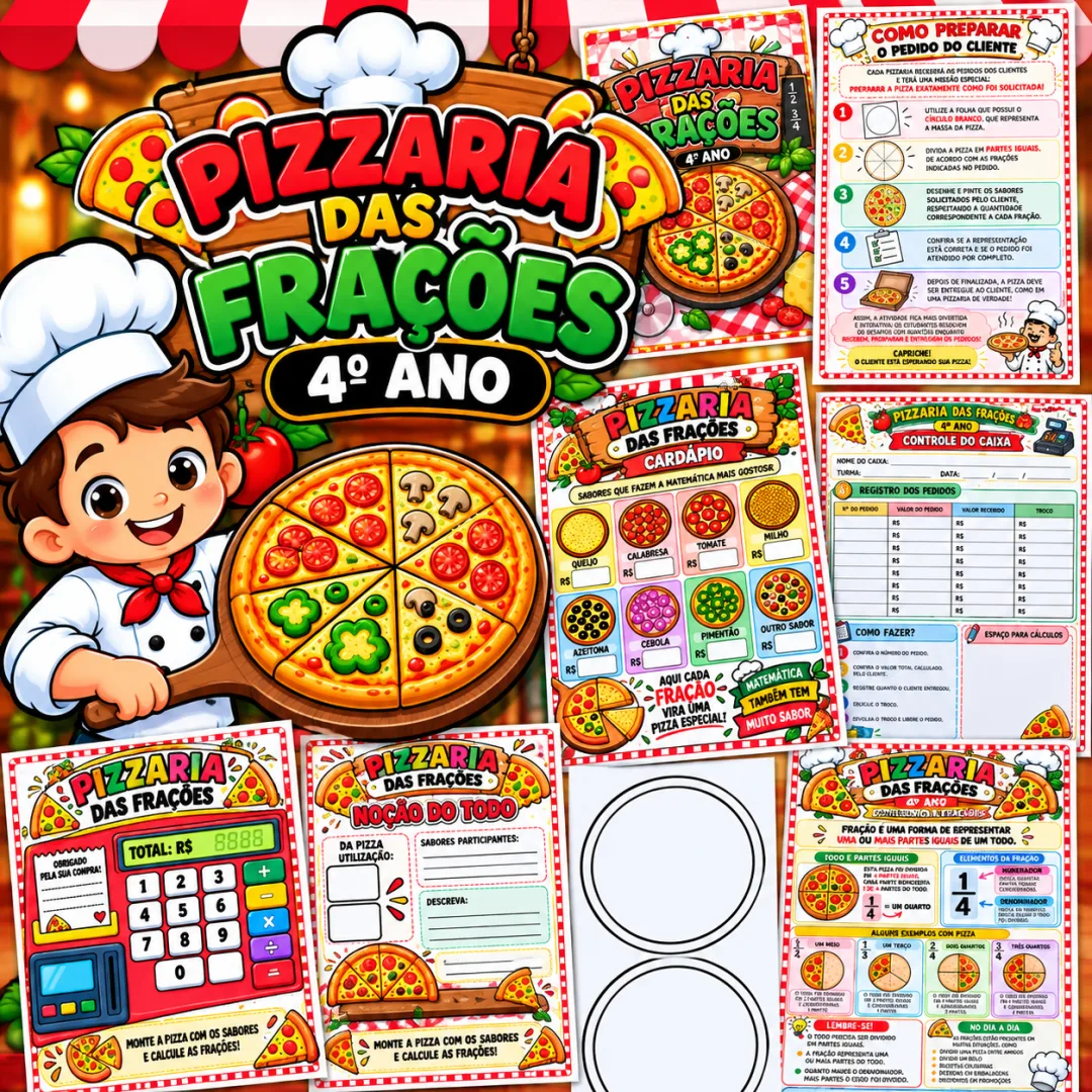 Pizzaria das Frações – Atividade Lúdica de Matemática para o 4º Ano Em PDF