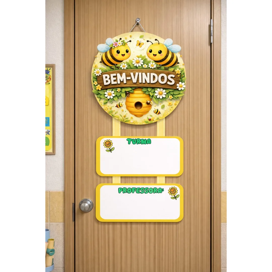 PLACA PARA PORTA BEM-VINDOS: ABELHINHA