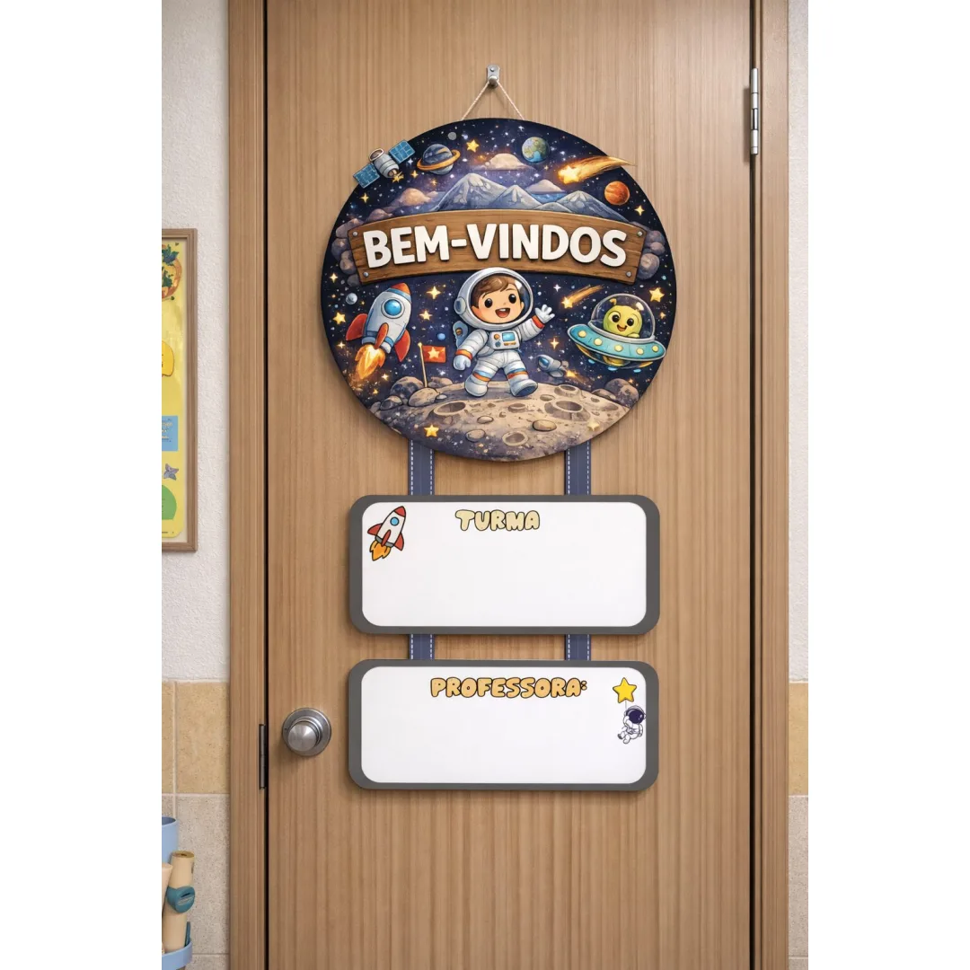 PLACA PARA PORTA BEM-VINDOS: ASTRONAUTA