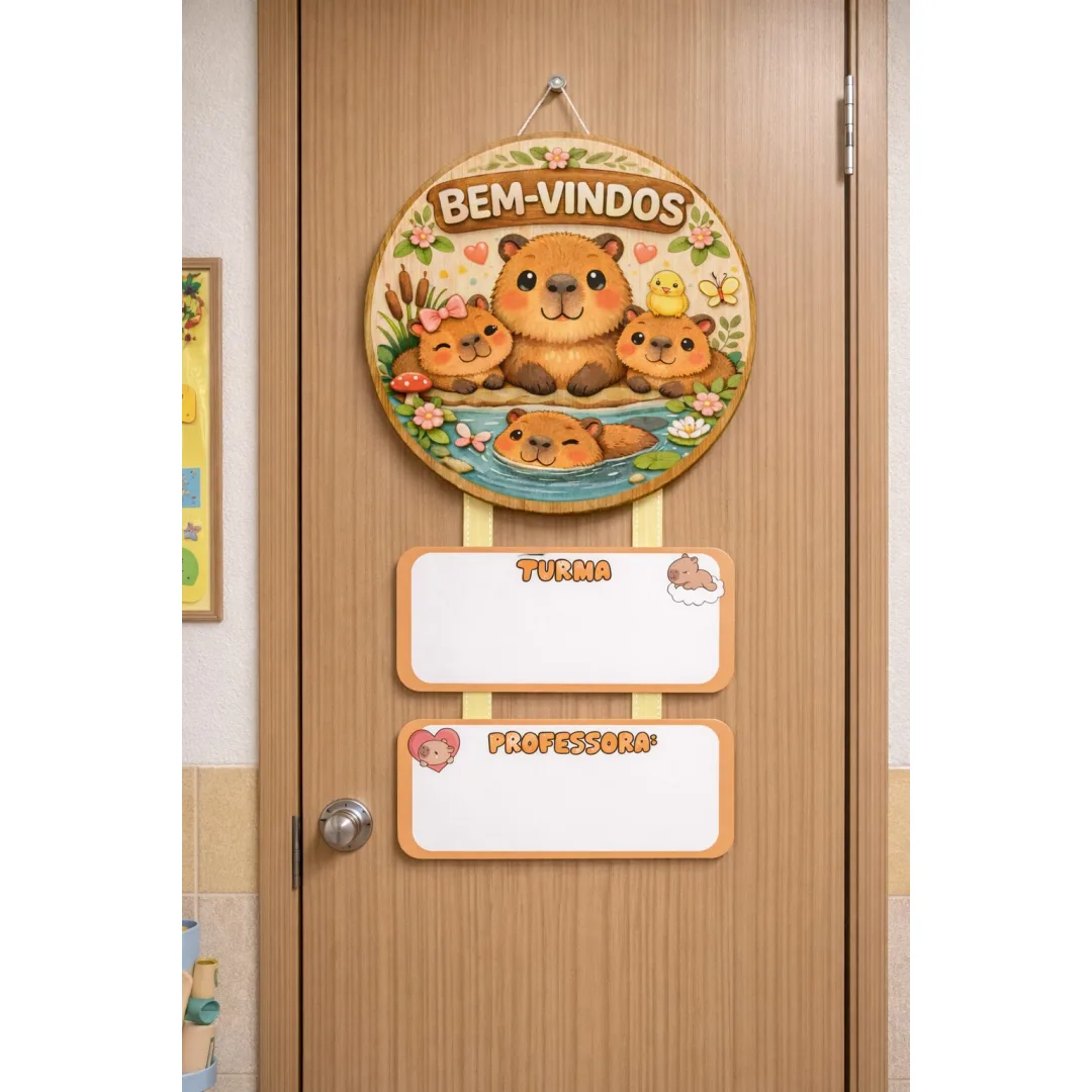 PLACA PARA PORTA BEM-VINDOS: CAPIVARA