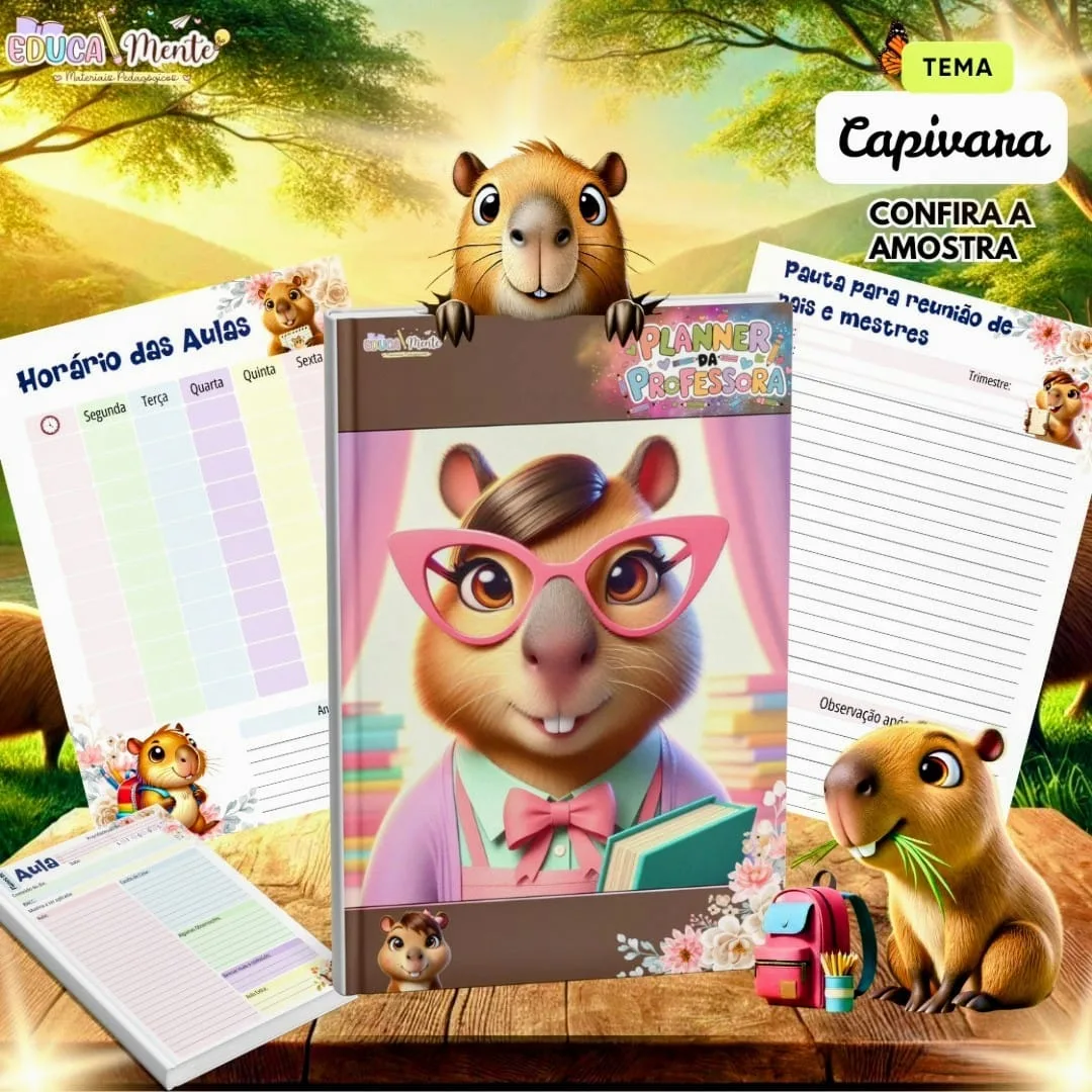 🤎 PLANNER DA PROF. TEMA CAPIVARA 🩷