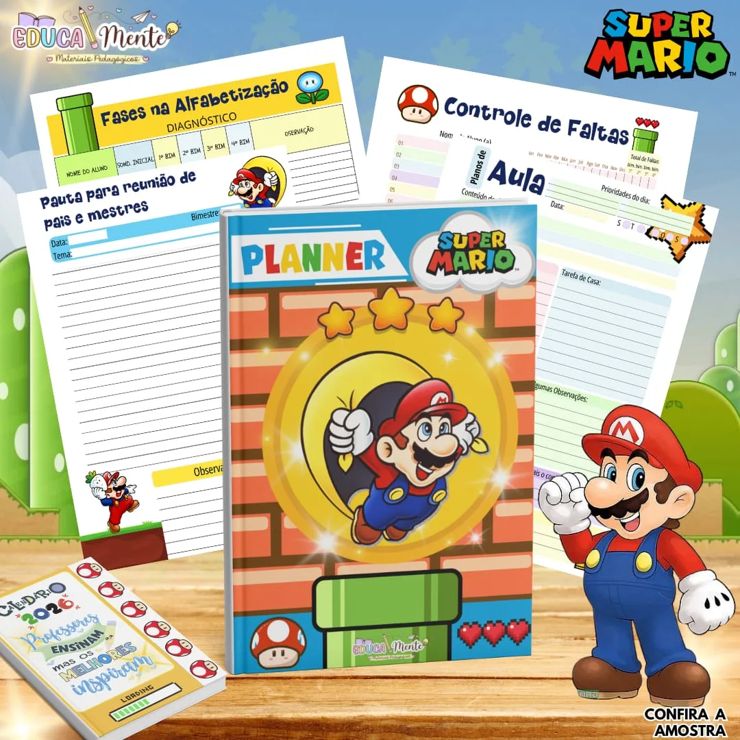 ✨💙 PLANNER DA PROF. TEMA SUPER MARIO ❤️✨