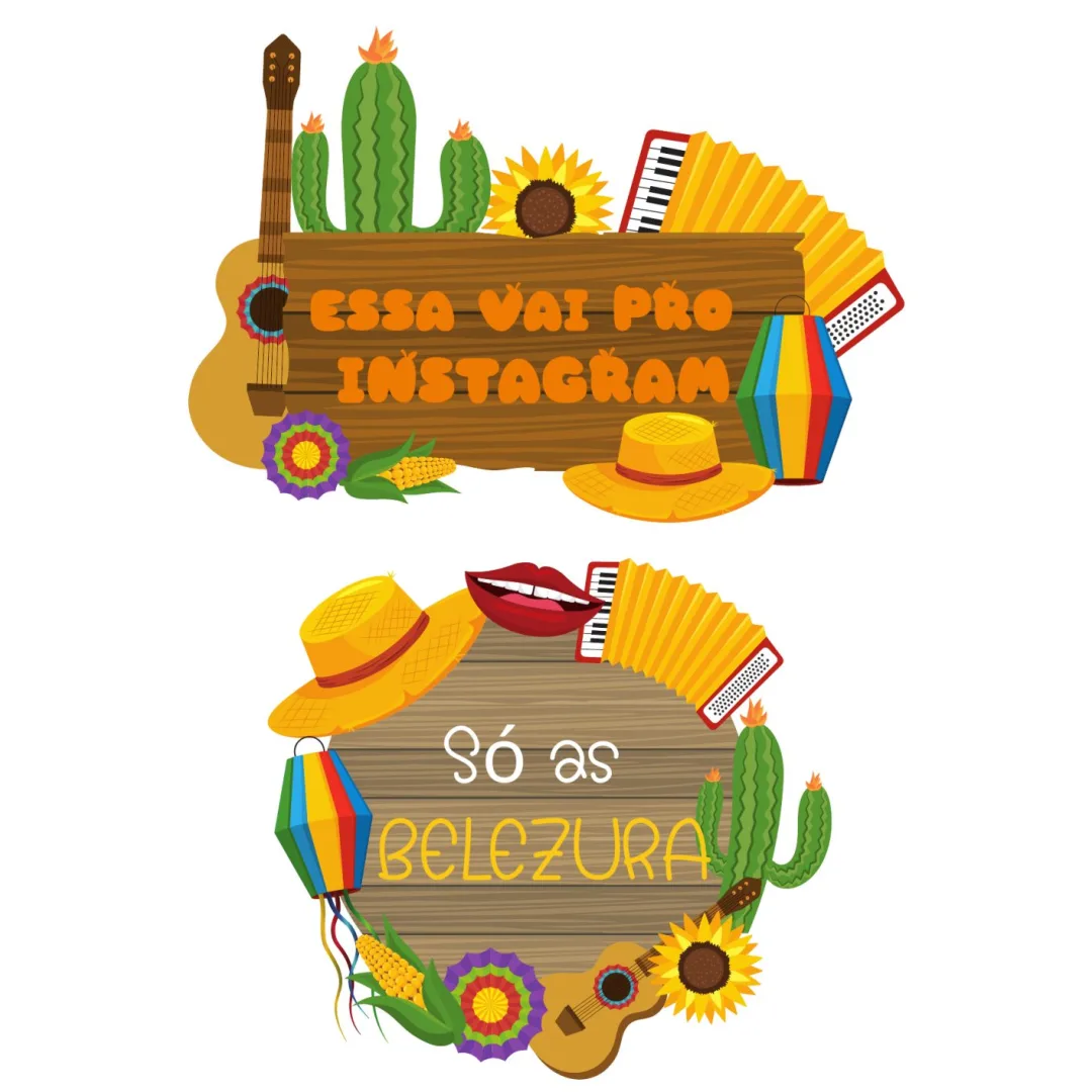 Plaquinhas Juninas para Fotos — Pronto para Imprimir