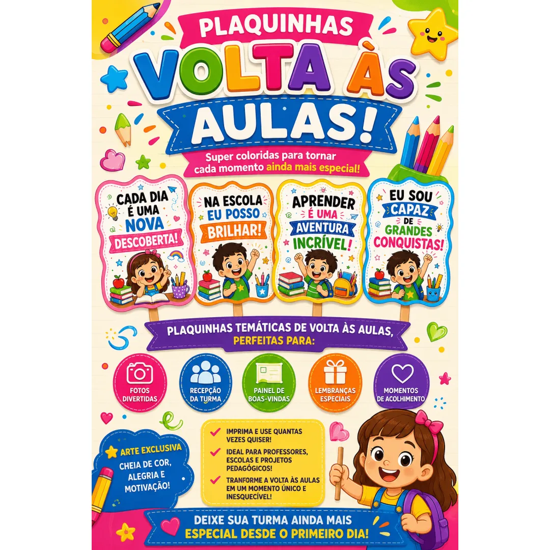 🎒✨ PLAQUINHAS VOLTA ÀS AULAS ✨🎒