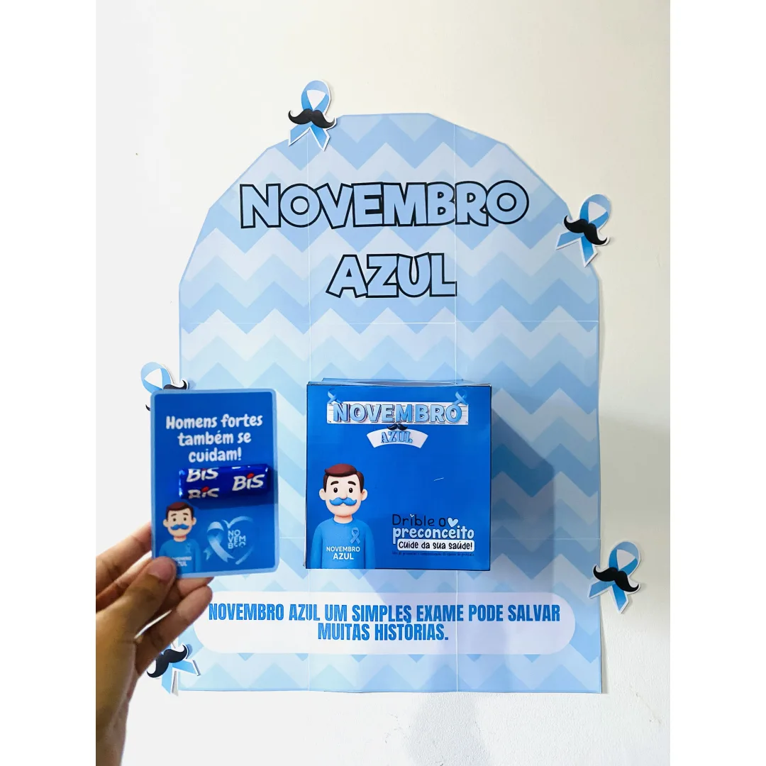 PLR Revenda - Caixa Novembro Azul para Imprimir com 24 Mensagens sobre Saúde Masculina