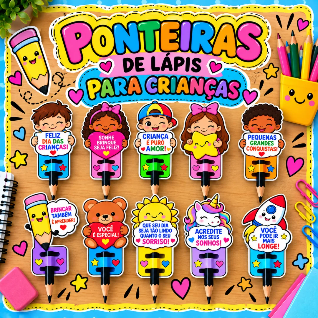 Ponteiras para Lápis – Lembrancinha Dia das Crianças Educação Infantil Em PDF!