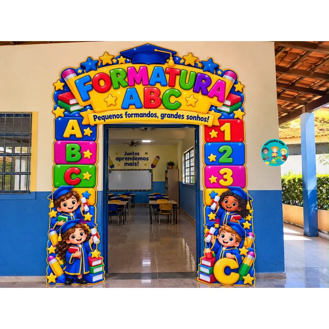 🎓🌈 PORTAL FORMATURA ABC – 2 TAMANHOS.🌈🎓  ✨ PEQUENOS FORMANDOS, GRANDES SONHOS! ✨  💙💛 Deixe a entrada da sua escola