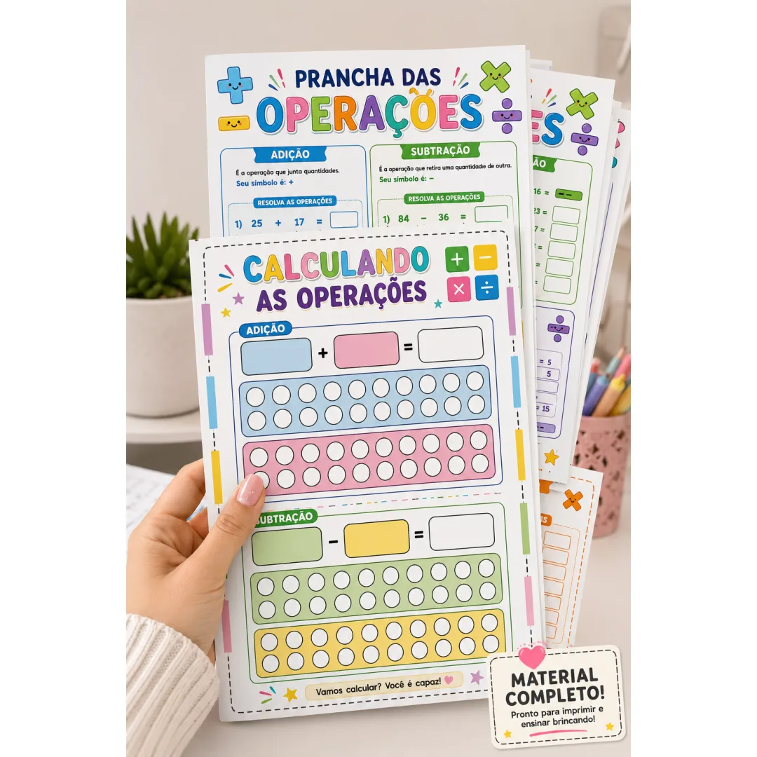 Prancha das Operações Matemáticas para Imprimir 1º ANO ao 5º ANO