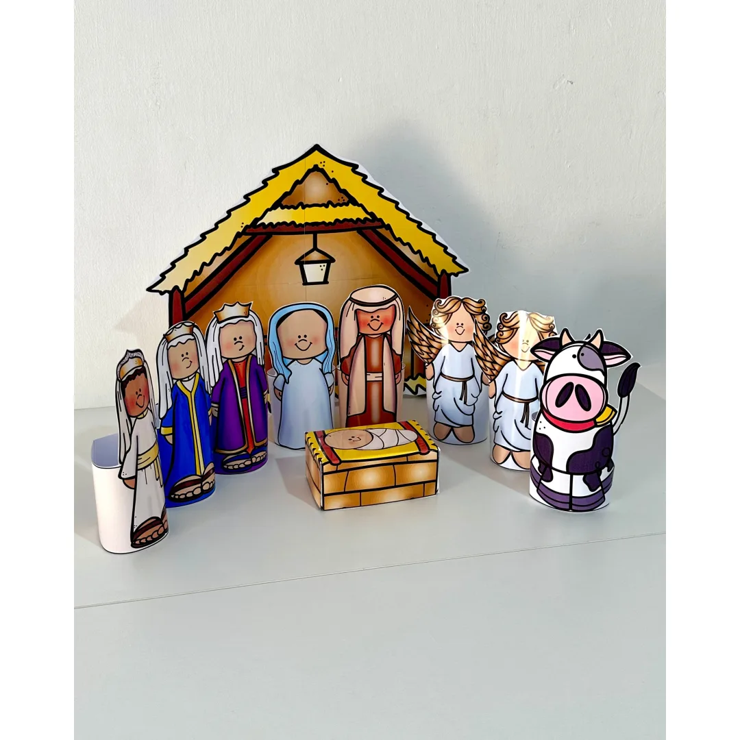 Presépio de Mesa 3D Colorido — Natal Cristão em PDF