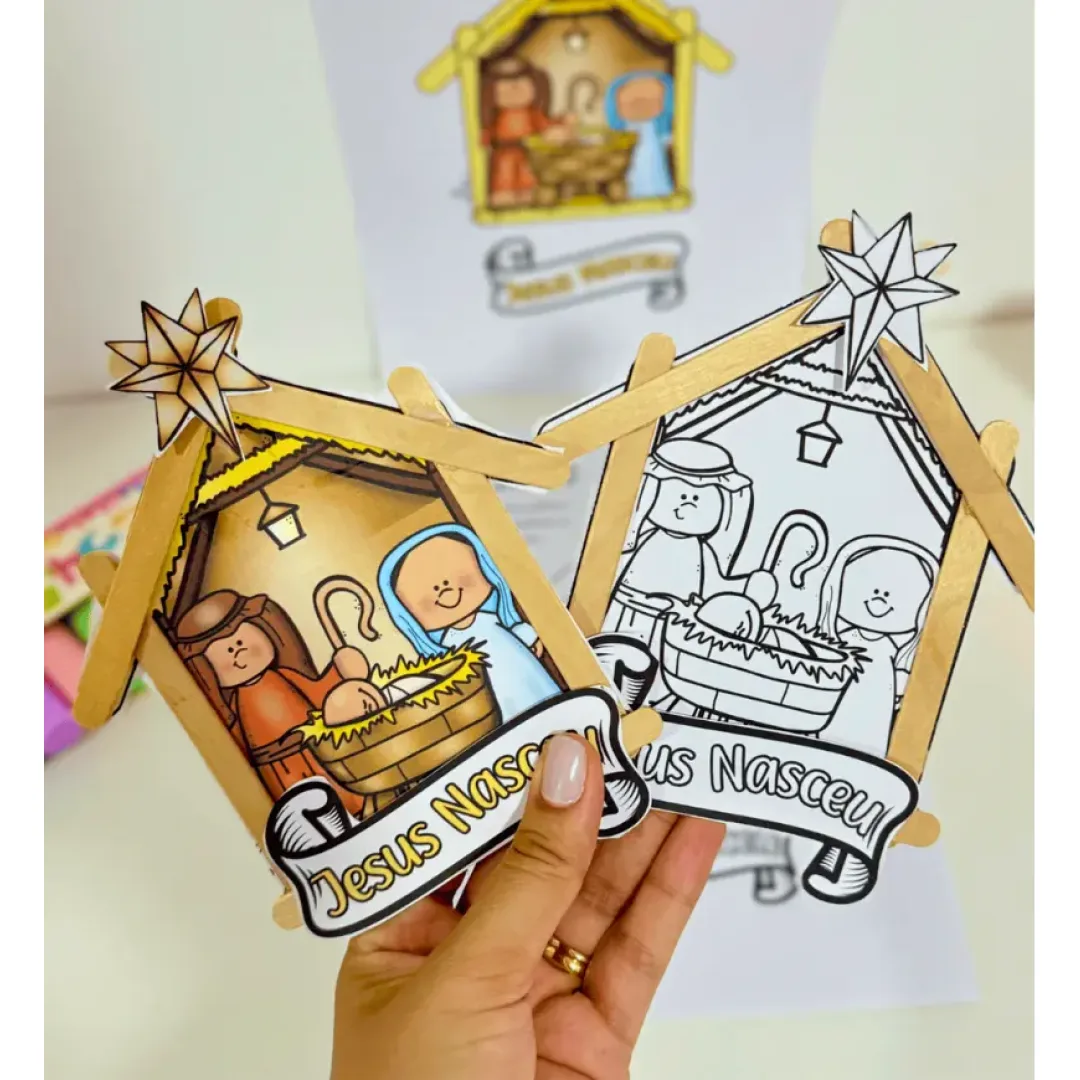 Presépio de Palitos Natal PDF Educação Infantil
