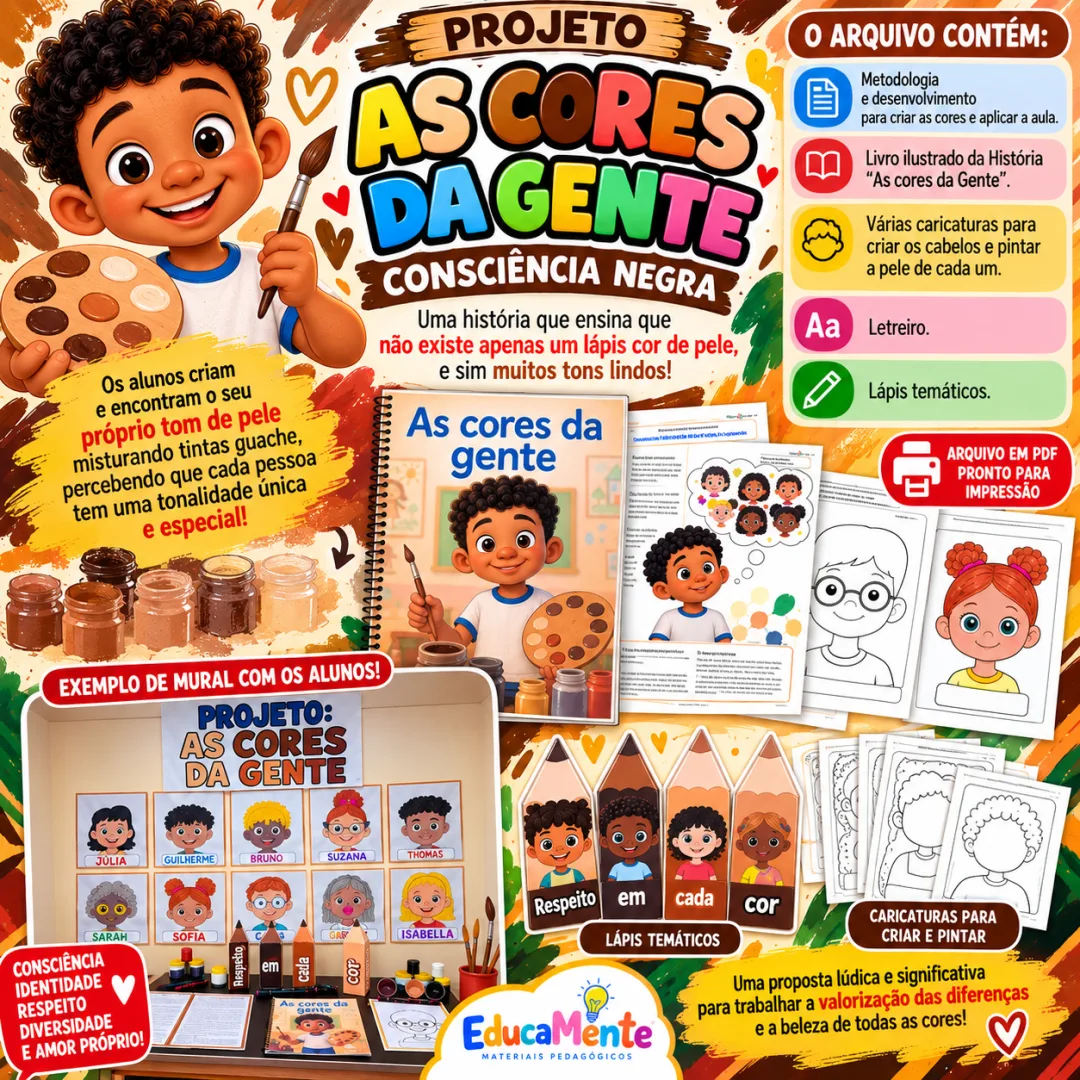 🤎🧡PROJETO: AS CORES DA GENTE|CONSCIÊNCIA NEGRA E POVOS INDIGENAS 🤎🧡